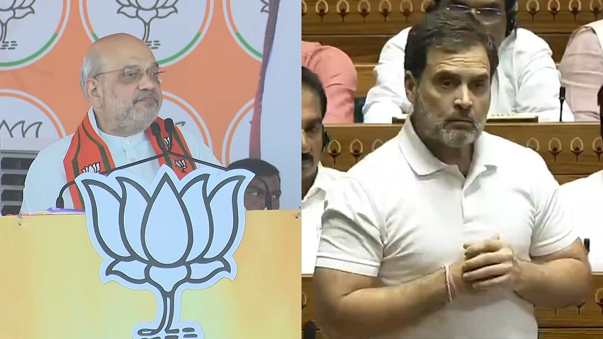 X/@BJP4India/@RahulGandhi : Amit Shah (L) Slams Rahul Gandhi's  (R) Conduct In The Lok Sabha | 